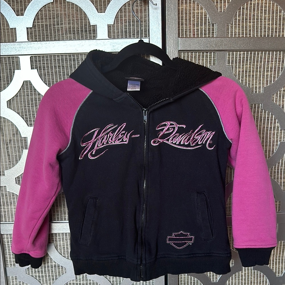 Harley-Davidson girls Black and Pink Hoodie Sweatshirt